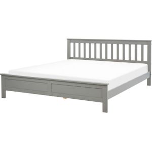 Bed frame dennenhout grijs tweepersoons 180 x 200 cm Scandinavische stijl traditioneel slaapkamer