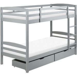 Beliani-REGAT-Stapelbed met opbergruimte-Grijs-90 x 200-Grenenhout