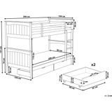 Stapelbed donkerbruin 90 x 200 cm grenenhout natuurlijk materiaal met ladder en opbergruimte traditioneel modern