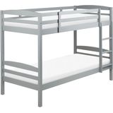 Stapelbed grijs grenenhout 90 x 200 cm Hoogslaper kinderen slaapkamer ladder latten