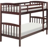 Stapelbed donkerbruin dennenhout 90 x 200 cm hoogslaper kinderen slaapkamer ladder latten