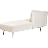 Chaise longue wit links polyester stoffen bekleding met decoratieve kussens metalen poten modern ontwerp woonkamer