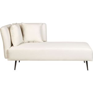 Chaise longue wit links polyester stoffen bekleding met decoratieve kussens metalen poten modern ontwerp woonkamer