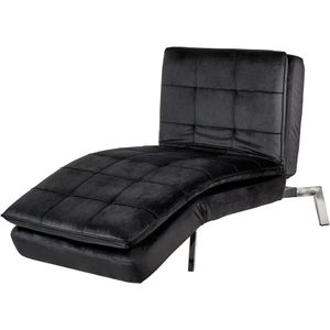 Chaise longue zwart fluweel geheel verstelbaar getuft modern glamoreus