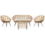 Beliani MARATEA/ CESENATICO - Loungeset 4-zits - Lichtbeige - Rotan