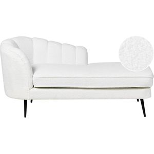 Beliani - Chaiselongue Cremeweiß Bouclé Linksseitig mit Schwarzen Metallbeinen Lehne Muschelform Glamourös Modern Muschelsofa Wohnzimmer Flur