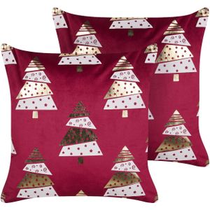 GOLDSPRUCE - Sierkussen set van 2 - Rood - Fluweel