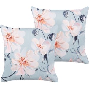 Beliani APRICALE - Tuinkussen set van 2 - Blauw - 45 x 45 cm - Polyester