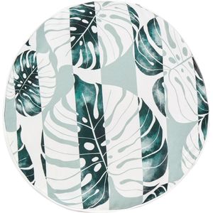 Set van 2 tuinkussens groen polyester blad gestreept patroon ⌀ 40 cm moderne buitendecoratie waterbestendig