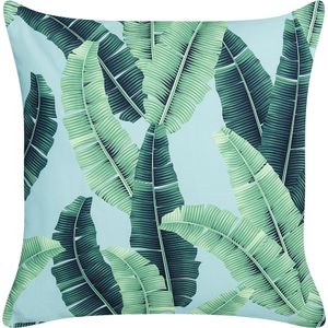 Set van 2 tuinkussens sierkussens groen polyester 45 x 45 cm vierkant bladeren patroon modern ontwerp