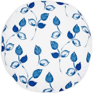 Set van 2 tuinkussens sierkussens blauw wit polyester 45 x 45 cm vierkant bladeren patroon modern ontwerp