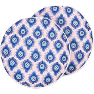 Beliani-CERIANA-Tuinkussen set van 2-Blauw|Roze-⌀ 40 cm-Polyester