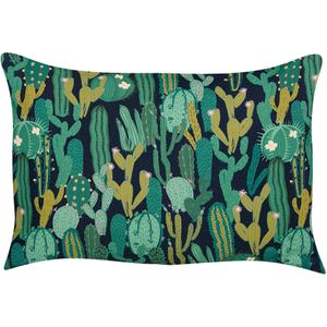Set van 2 tuinkussens groen polyester cactus patroon 40 x 60 cm modern outdoor buiten kussens weerbestendig