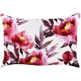 Set van 2 tuinkussens roze en wit polyester bloemen patroon 40 x 60 cm modern buiten tuin terras waterbestendig