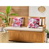 Set van 2 tuinkussens roze en wit polyester bloemen patroon 45 x 45 cm modern buiten tuin terras waterbestendig