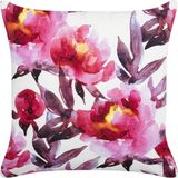 Set van 2 tuinkussens roze en wit polyester bloemen patroon 45 x 45 cm modern buiten tuin terras waterbestendig