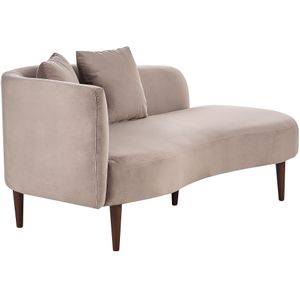 Beliani - Chaiselongue Linksseitig Hellgrau Samtstoff Holzfüße Dunkelbraune Beine Kissen Inklusive Glamourös Wohzimmer