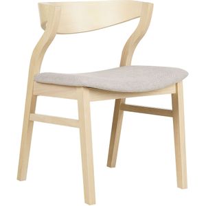 Set van 2 eetkamerstoelen lichthout met beige multiplex polyester stof rubberhout poten traditionele stijl