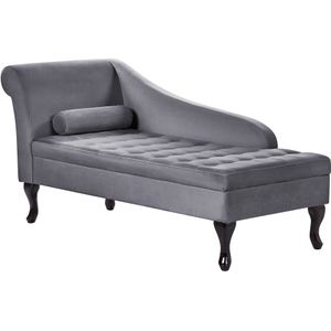 Beliani PESSAC - Chaise longue - Donkergrijs - Linkerzijde - Fluweel