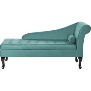 Beliani - PESSAC - Chaise longue - Groenblauw - Rechterzijde - Fluweel