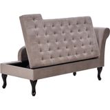 Beliani PESSAC - Chaise longue - Taupe - Rechterzijde - Fluweel