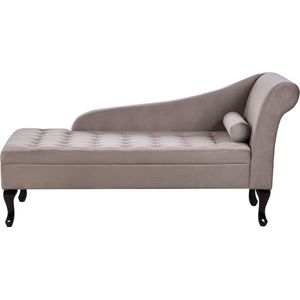 Beliani PESSAC - Chaise longue - Taupe - Rechterzijde - Fluweel