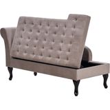 Beliani PESSAC - Chaise longue - Taupe - Linkerzijde - Fluweel