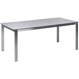 Tuintafel grijs gehard glazen tafelblad roestvrij stalen frame rechthoekig 180 x 90 cm voor 6 personen