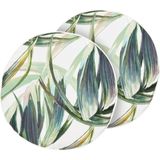 Beliani-CALDERINA-Tuinkussen set van 2-Groen|Wit-⌀ 40 cm-Polyester