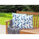 Set van 2 tuinkussens blauw met wit polyester bladpatroon modern 45 x 45 cm modern buiten decoratie