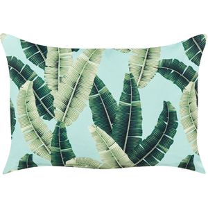 Set van 2 tuinkussens groen polyester 40 x 60 cm bladmotief modern design sierkussen