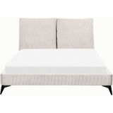 Gestoffeerd bed lichtbeige 140 x 200 cm tweepersoonsbed corduroy stof ribstof met lattenbodem elegant modern