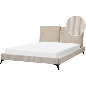 MELLE - Tweepersoonsbed - Taupe - 160 x 200 cm - Corduroy