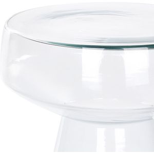 Bijzettafel doorzichtig transparant glas 37 x 37 x 43 cm salontafel ovale vorm designer woonkamer modern