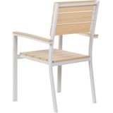 Tuinstoel set van 6 stoelen lichthout kunsthout aluminium frame plastic roestvrij modern ontwerp