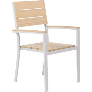 Tuinstoel set van 6 stoelen lichthout kunsthout aluminium frame plastic roestvrij modern ontwerp