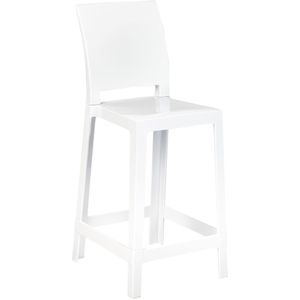Set van 2 barkrukken wit kunststof plastic 99 cm zitting keukenstoelen krukken hoge stoel