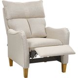 Relaxfauteuil lichtbeige stof verstelbare achterkant pull-out voetenbank hoge rug vintage stijl