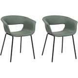 ELMA - Eetkamerstoelen set van 2 - Donkergroen - Polyester