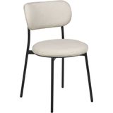 Set van 2 eetkamerstoelen beige zonder armleuningen polyester zitting metalen poten eetkamer moderne stijl