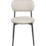 Set van 2 eetkamerstoelen beige zonder armleuningen polyester zitting metalen poten eetkamer moderne stijl