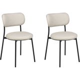 Set van 2 eetkamerstoelen beige zonder armleuningen polyester zitting metalen poten eetkamer moderne stijl