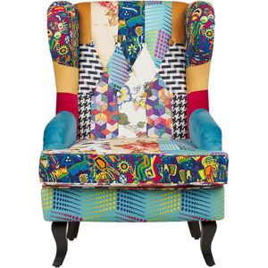 MOLDE - Chesterfield fauteuil - Patchwork/Blauw - Polyester