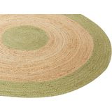 YAYALAR - Laagpolig vloerkleed - Beige/Groen - ø 140 cm - Jute