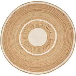 HALFELI - Laagpolig vloerkleed - Beige/Wit - ø 140 cm - Jute