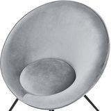 Accentstoel grijs eetkamerstoel fauteuil bekleding fluweel ronde zitting retro minimalistisch