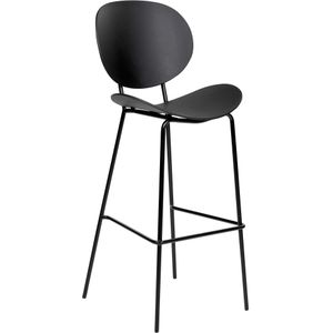 Set van 2 barkruk barstoel zwart kunststof zitting zwart metalen poten minimalistisch ontwerp modern scandinavisch