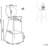 Set van 2 barkruk barstoel wit kunststof zitting zwart metalen poten minimalistisch ontwerp modern scandinavisch