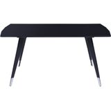 Rechthoekige eettafel zwart glanzend MDF tafelblad metaal stalen basis poten 160 x 90 cm 6 persoons keuken meubels