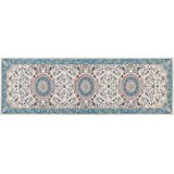 GORDES - Loper tapijt - Beige/Blauw - 80 x 240 cm - Polyester